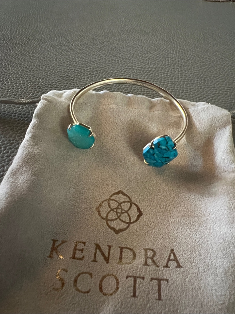 Kendra Scott Gold Open Cuff Bracelet with Turquoise and Teal Stones